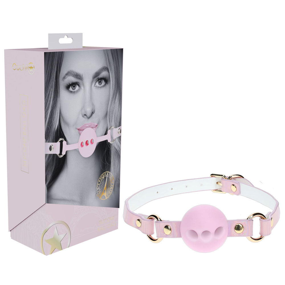 OUCH! Paris Collection - Silicone Ball Gag - Pink Breatheable Mouth Restraint Shots Toys