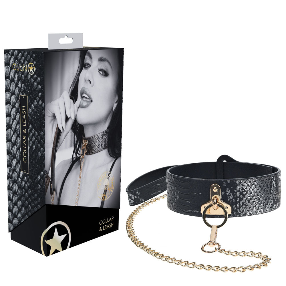OUCH! Florence Collection - Collar with Leash - Black Restraint Shots Toys