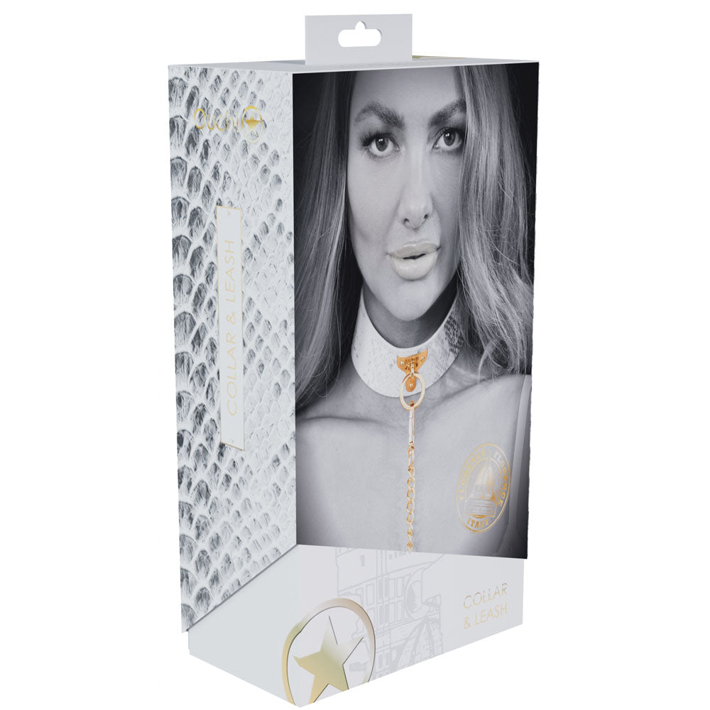 OUCH! Florence Collection - Collar with Leash - White Restraint Shots Toys