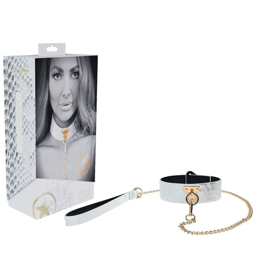 OUCH! Florence Collection - Collar with Leash - White Restraint Shots Toys