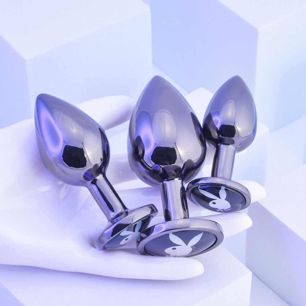 Playboy Pleasure PLEASURE 3 WAYS - Metal Butt Plugs - Set of 3 Sizes Playboy Pleasure