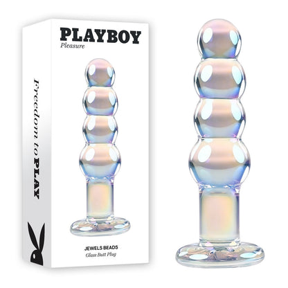 Playboy Pleasure JEWELS BEADS - Clear Glass 12 cm Anal Beads Playboy Pleasure