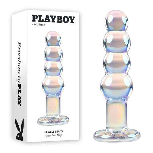 Playboy Pleasure JEWELS BEADS - Clear Glass 12 cm Anal Beads Playboy Pleasure