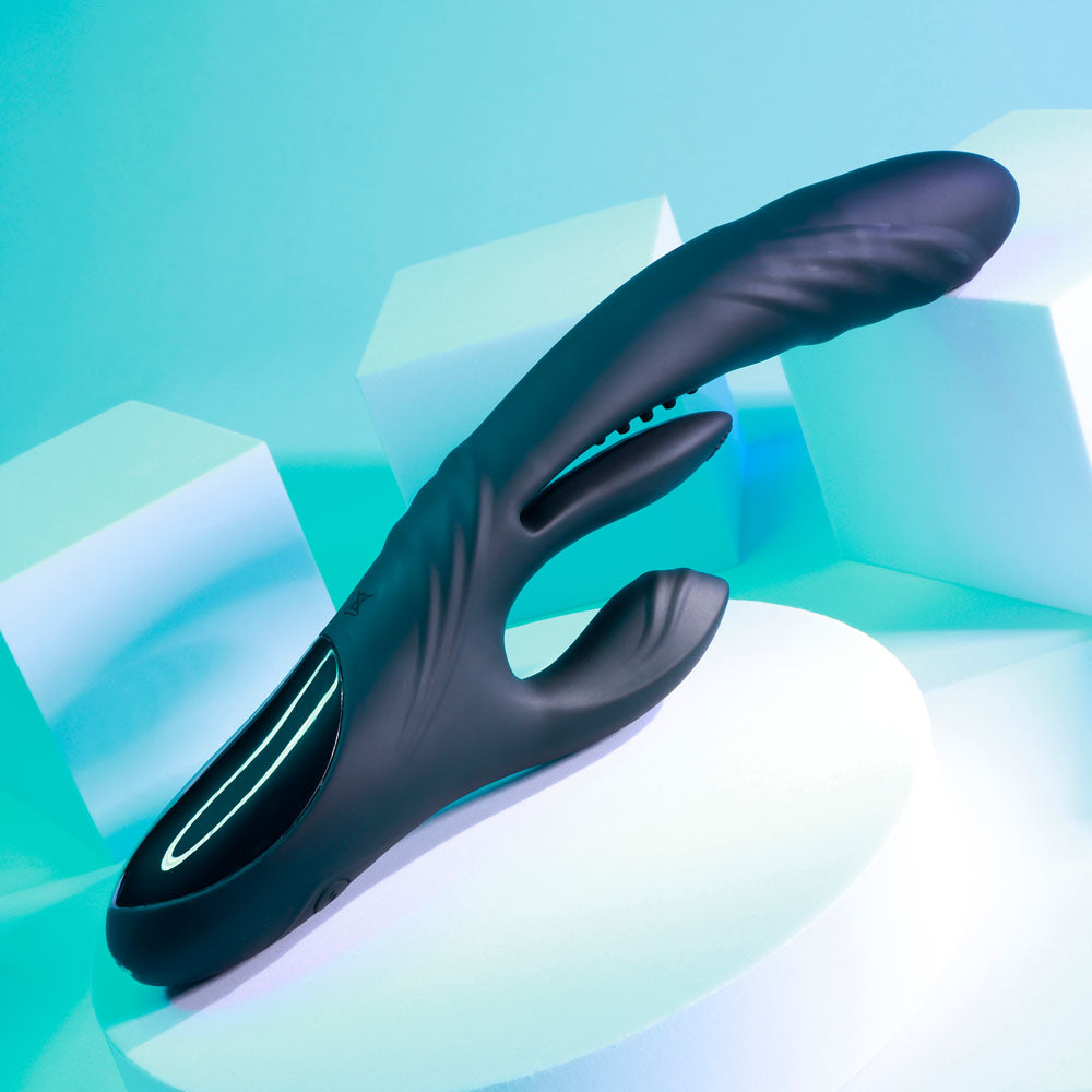 Playboy Pleasure RAPID RABBIT - Black 26.4 cm USB Rechargeable Rabbit Vibrator Playboy Pleasure