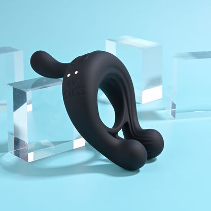 Playboy Pleasure TRIPLE PLAY - Black USB Rechargeable Cock Ring with Wireless Remote Playboy Pleasure