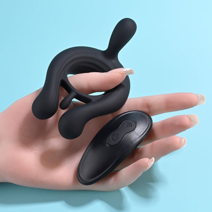 Playboy Pleasure TRIPLE PLAY - Black USB Rechargeable Cock Ring with Wireless Remote Playboy Pleasure