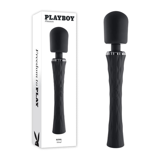 Playboy Pleasure ROYAL - Black 29.2 cm USB Rechargeable Massage Wand Playboy Pleasure