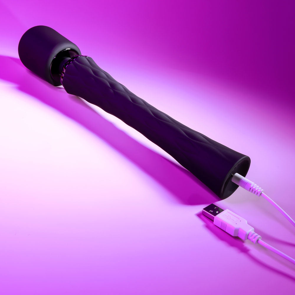 Playboy Pleasure ROYAL - Black 29.2 cm USB Rechargeable Massage Wand Playboy Pleasure