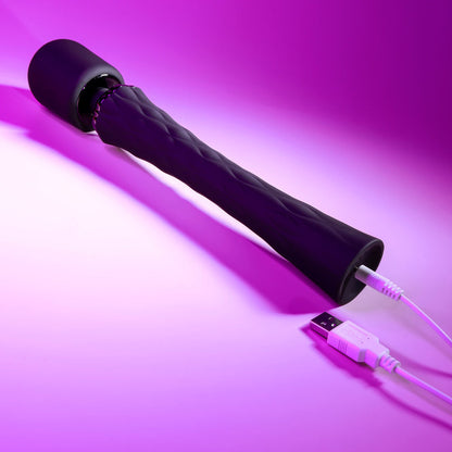 Playboy Pleasure ROYAL - Black 29.2 cm USB Rechargeable Massage Wand Playboy Pleasure