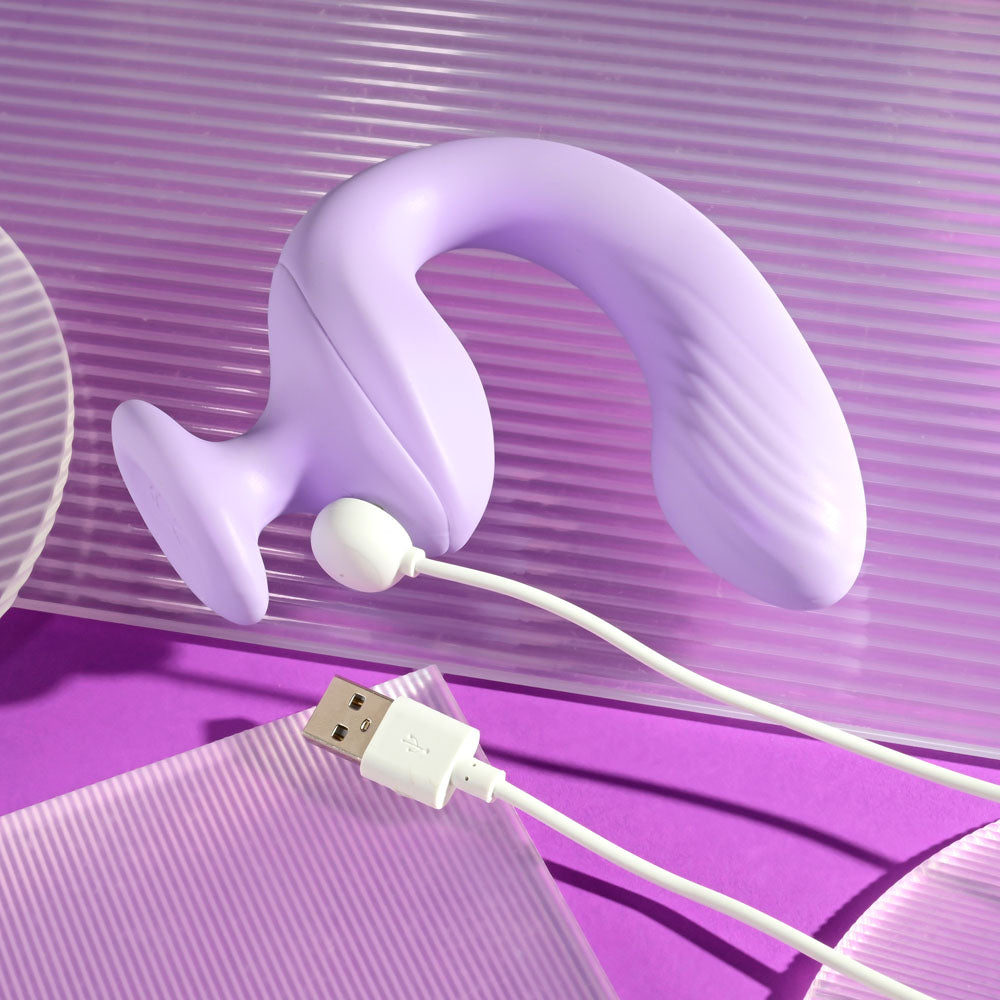 Playboy Pleasure REV ME UP - Purple USB Rechargeable Dual Motor Curved Vibrator Playboy Pleasure