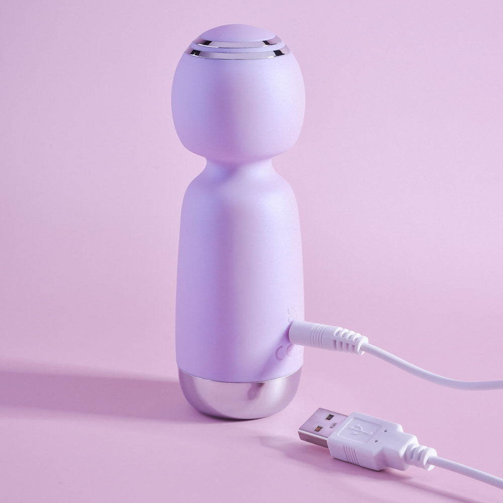 Playboy Pleasure ROYAL MINI - Lilac 12.5 cm USB Rechargeable Mini Wand Vibrator Playboy Pleasure
