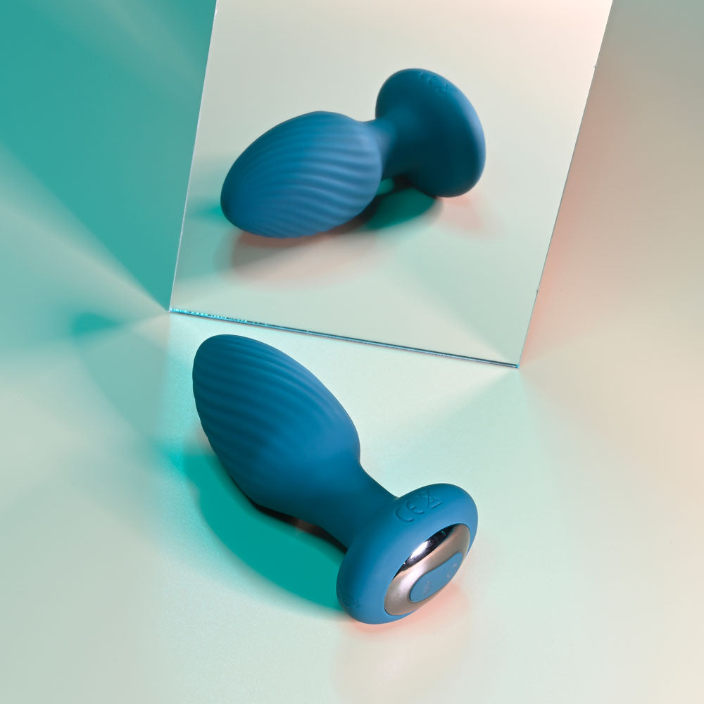 Playboy Pleasure SPINNING TAIL TEASER - Blue 9.7 cm USB Rechargeable Vibrating & Rotating Butt Plug with Wireless Remote Playboy Pleasure