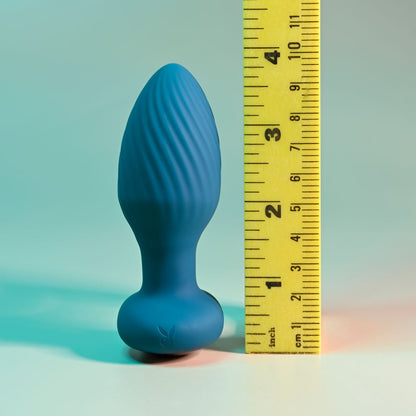 Playboy Pleasure SPINNING TAIL TEASER - Blue 9.7 cm USB Rechargeable Vibrating & Rotating Butt Plug with Wireless Remote Playboy Pleasure