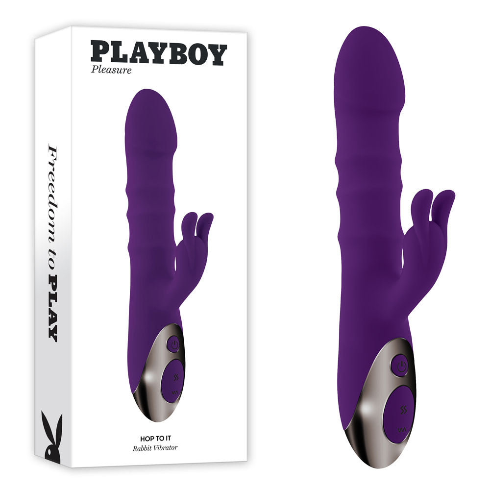 Playboy Pleasure HOP TO IT - Purple 23.5 cm USB Rechargeable Rabbit Vibrator Playboy Pleasure