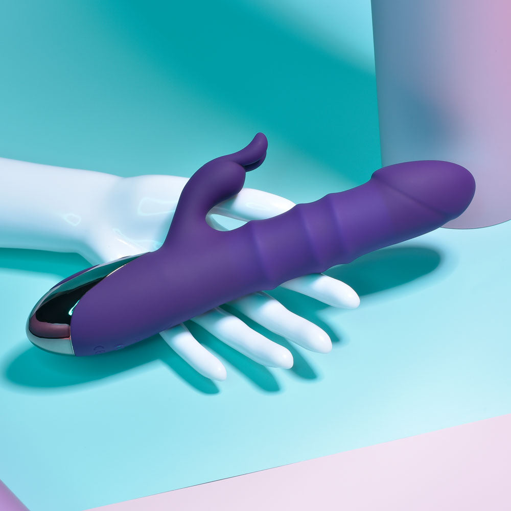 Playboy Pleasure HOP TO IT - Purple 23.5 cm USB Rechargeable Rabbit Vibrator Playboy Pleasure