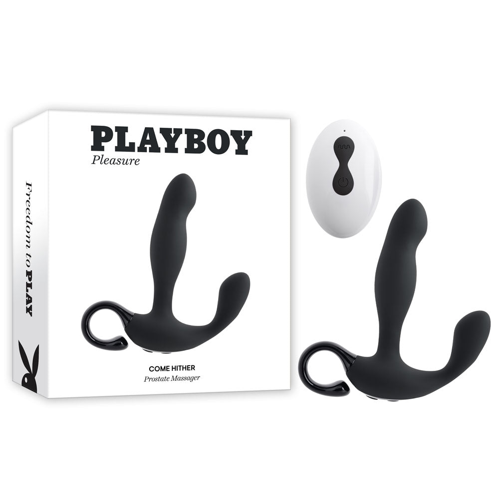 Playboy Pleasure COME HITHER - Black 13.2 cm USB Rechargeable Vibrating Prostate Massager with Wireless Remote Control Playboy Pleasure