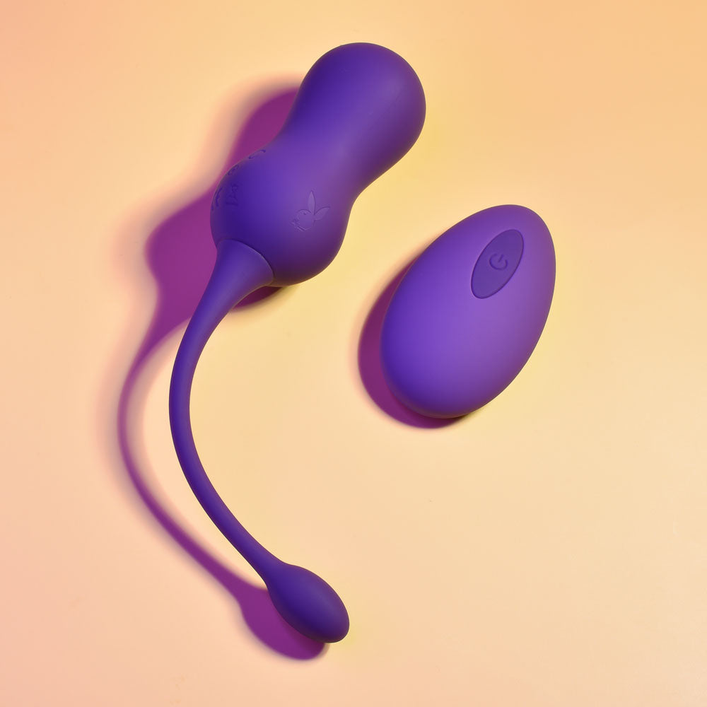 Playboy Pleasure DOUBLE TIME - Purple USB Rechargeable Vibrating Kegel Balls Playboy Pleasure