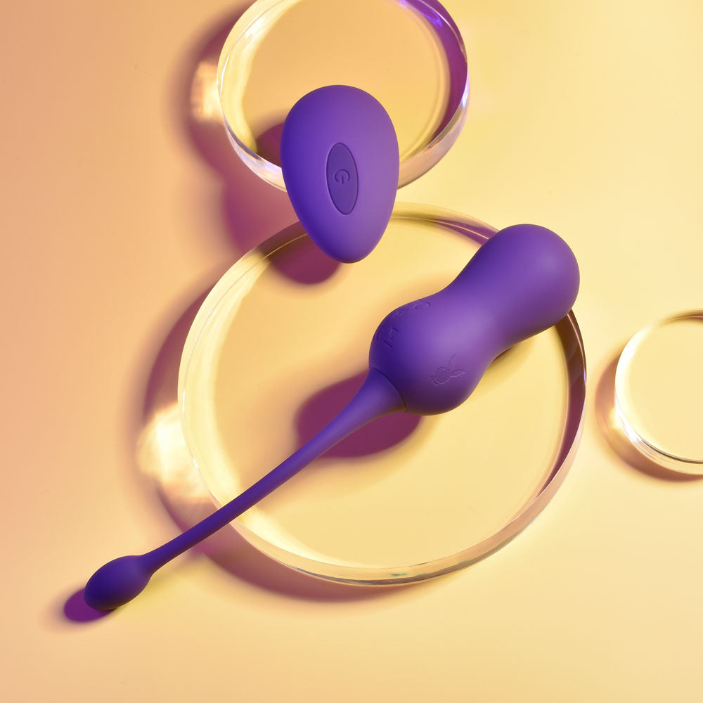 Playboy Pleasure DOUBLE TIME - Purple USB Rechargeable Vibrating Kegel Balls Playboy Pleasure