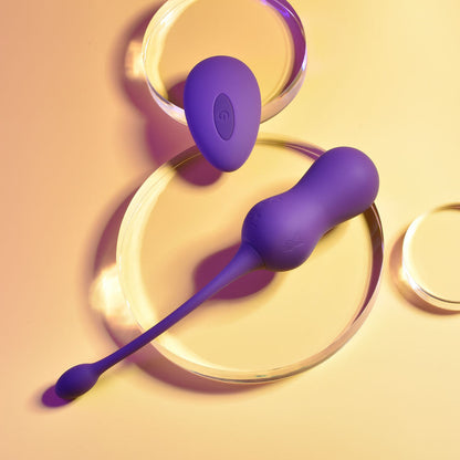 Playboy Pleasure DOUBLE TIME - Purple USB Rechargeable Vibrating Kegel Balls Playboy Pleasure