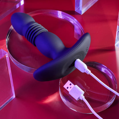 Playboy Pleasure TRUST THE THRUST - Black 13.7 cm USB Rechargeable Thrusting Butt Plug with Wireless Remote Playboy Pleasure