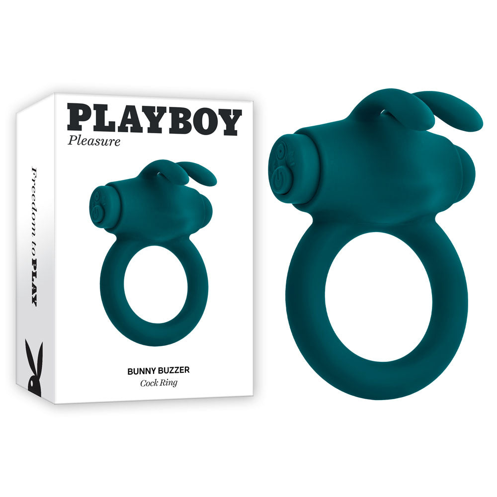 Playboy Pleasure BUNNY BUZZER - Green USB Rechargeable Vibrating Cock Ring Playboy Pleasure