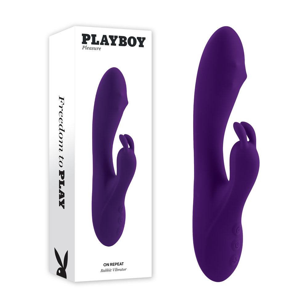 Playboy Pleasure ON REPEAT - Purple 19.7 cm USB Rechargeable Rabbit Vibrator Playboy Pleasure