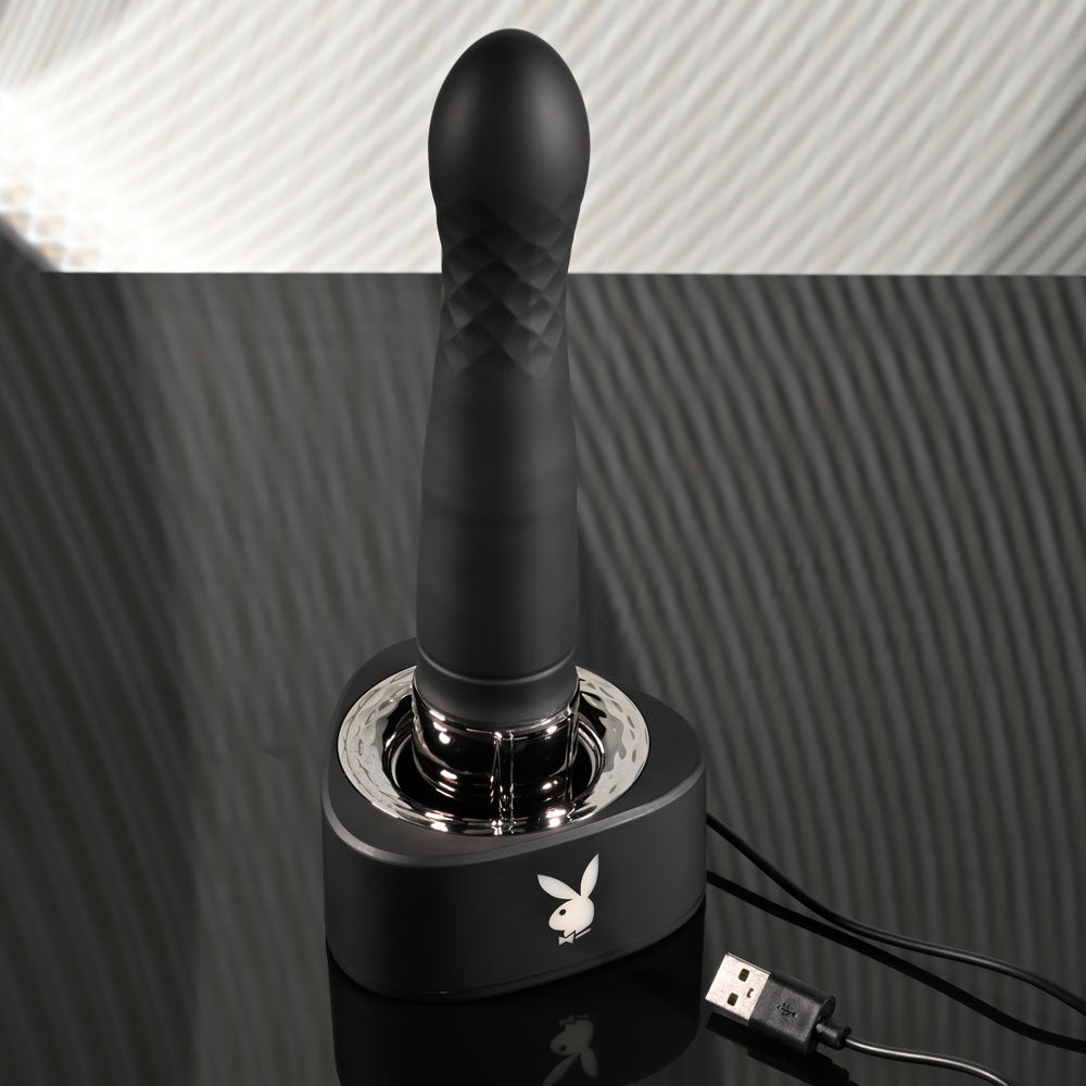 Playboy Pleasure PLEASURE ZONE - Black 21.4 cm Rechargeable Vibrator with USB Charging Dock Playboy Pleasure