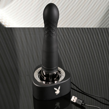 Playboy Pleasure PLEASURE ZONE - Black 21.4 cm Rechargeable Vibrator with USB Charging Dock Playboy Pleasure
