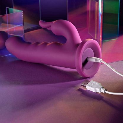 Playboy Pleasure FLUFFLE - Purple 19.7 cm USB Rechargeable Rabbit Vibrator Playboy Pleasure
