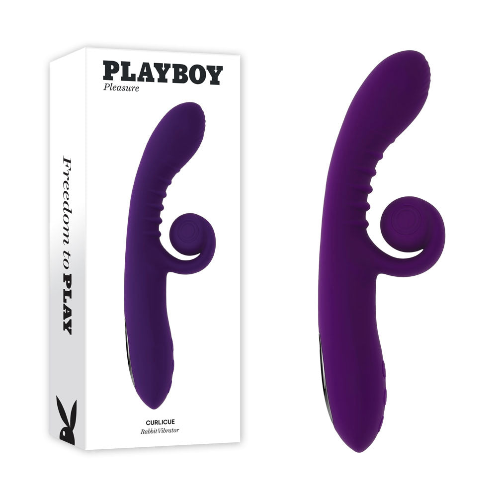 Playboy CURLICUE - Purple 23.5 cm USB Rechargeable Rabbit Vibrator Playboy Pleasure