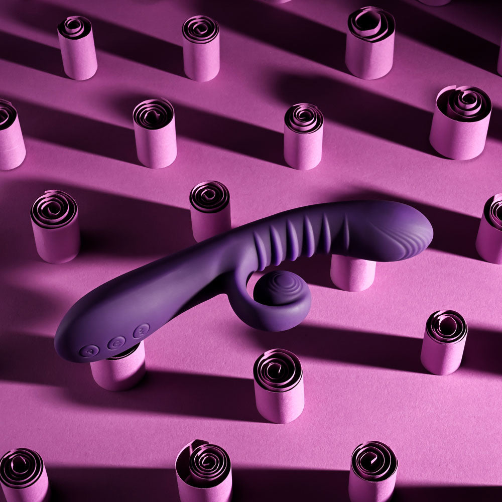Playboy CURLICUE - Purple 23.5 cm USB Rechargeable Rabbit Vibrator Playboy Pleasure