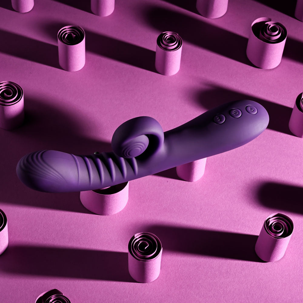 Playboy CURLICUE - Purple 23.5 cm USB Rechargeable Rabbit Vibrator Playboy Pleasure