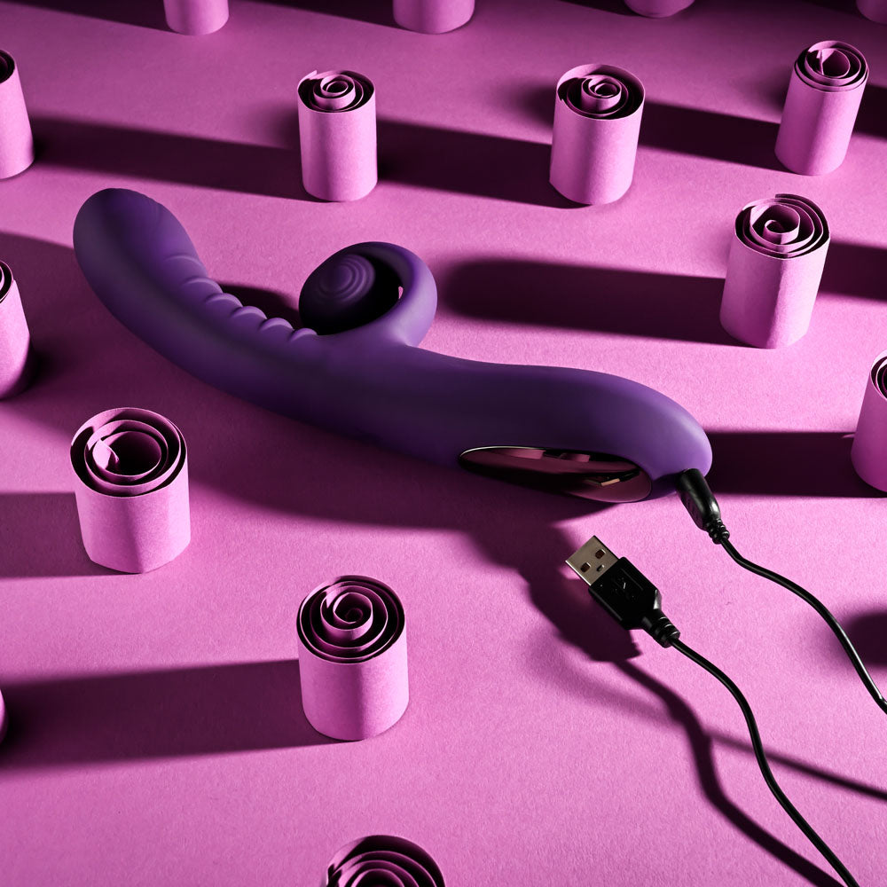 Playboy CURLICUE - Purple 23.5 cm USB Rechargeable Rabbit Vibrator Playboy Pleasure
