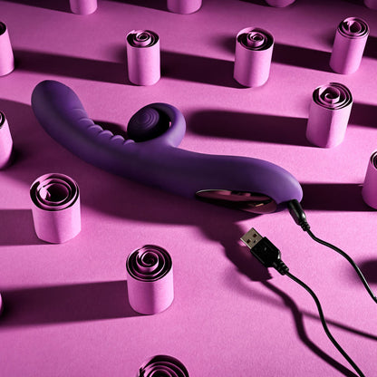 Playboy CURLICUE - Purple 23.5 cm USB Rechargeable Rabbit Vibrator Playboy Pleasure