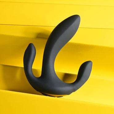 Playboy Pleasure TRIPLE THREAT - Black USB Rechargeable Triple Probe Vibrator Playboy Pleasure