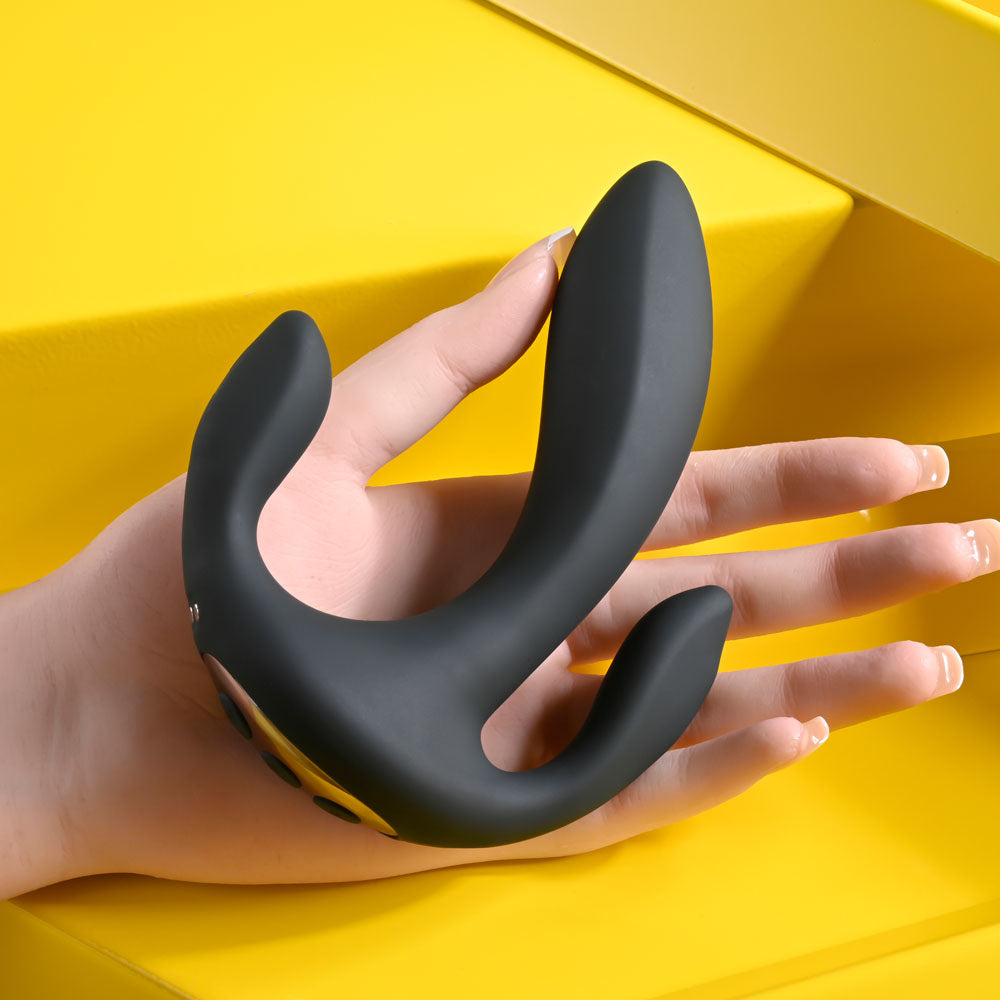 Playboy Pleasure TRIPLE THREAT - Black USB Rechargeable Triple Probe Vibrator Playboy Pleasure