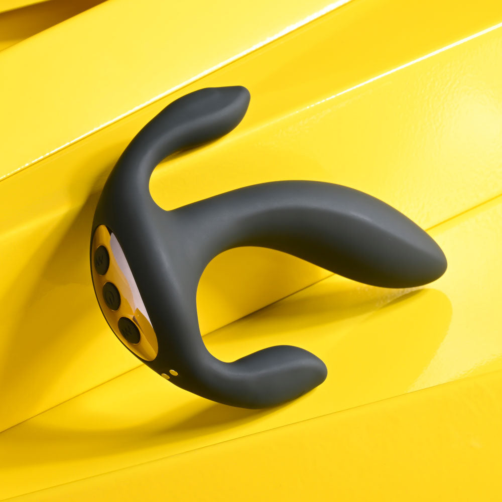 Playboy Pleasure TRIPLE THREAT - Black USB Rechargeable Triple Probe Vibrator Playboy Pleasure