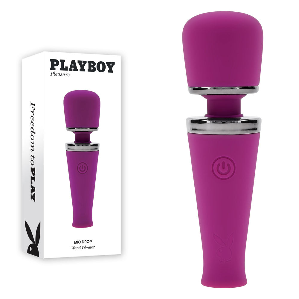 Playboy Pleasure MIC DROP - Purple 11.4 cm USB Rechargeable Vibrating Mini Massage Wand Playboy Pleasure