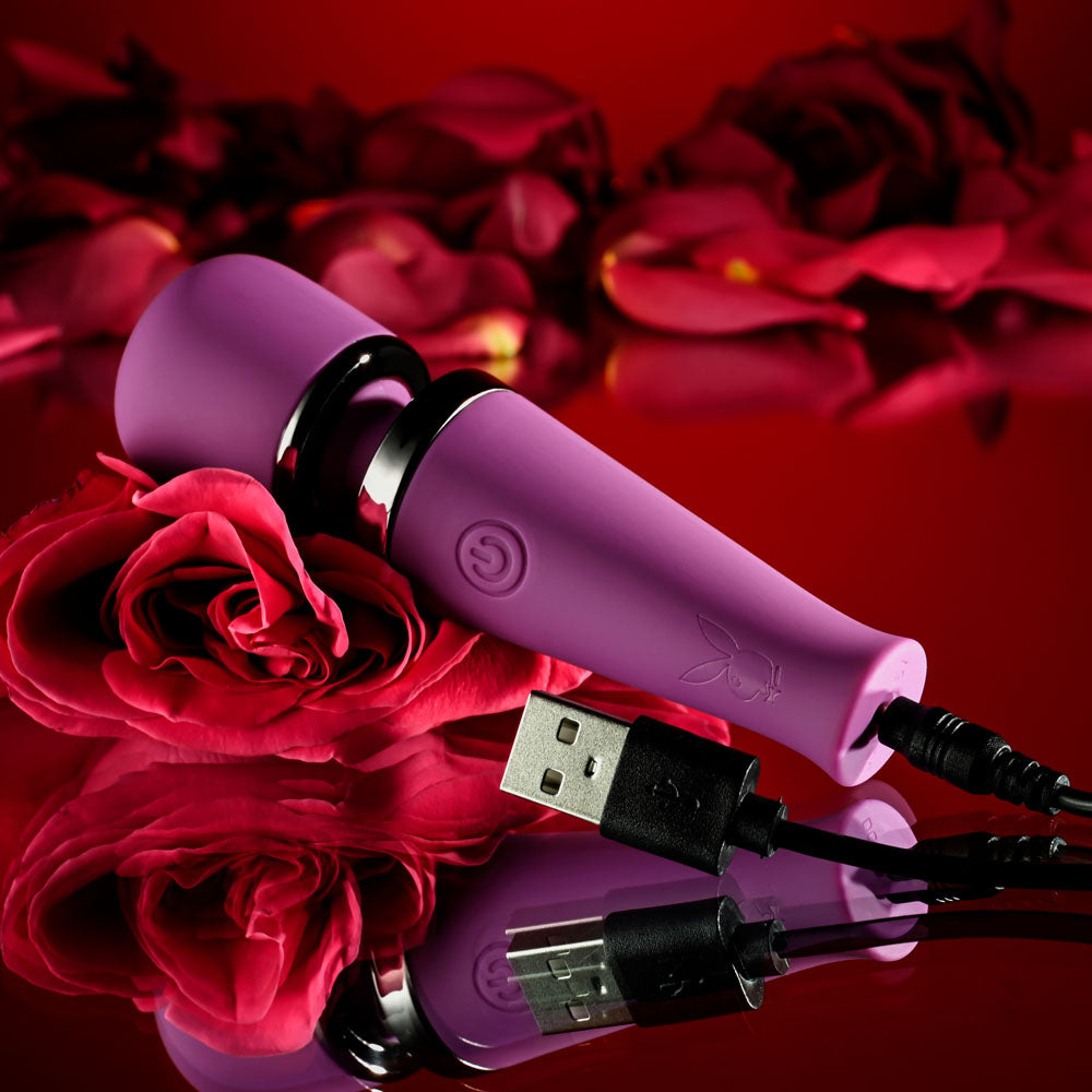 Playboy Pleasure MIC DROP - Purple 11.4 cm USB Rechargeable Vibrating Mini Massage Wand Playboy Pleasure