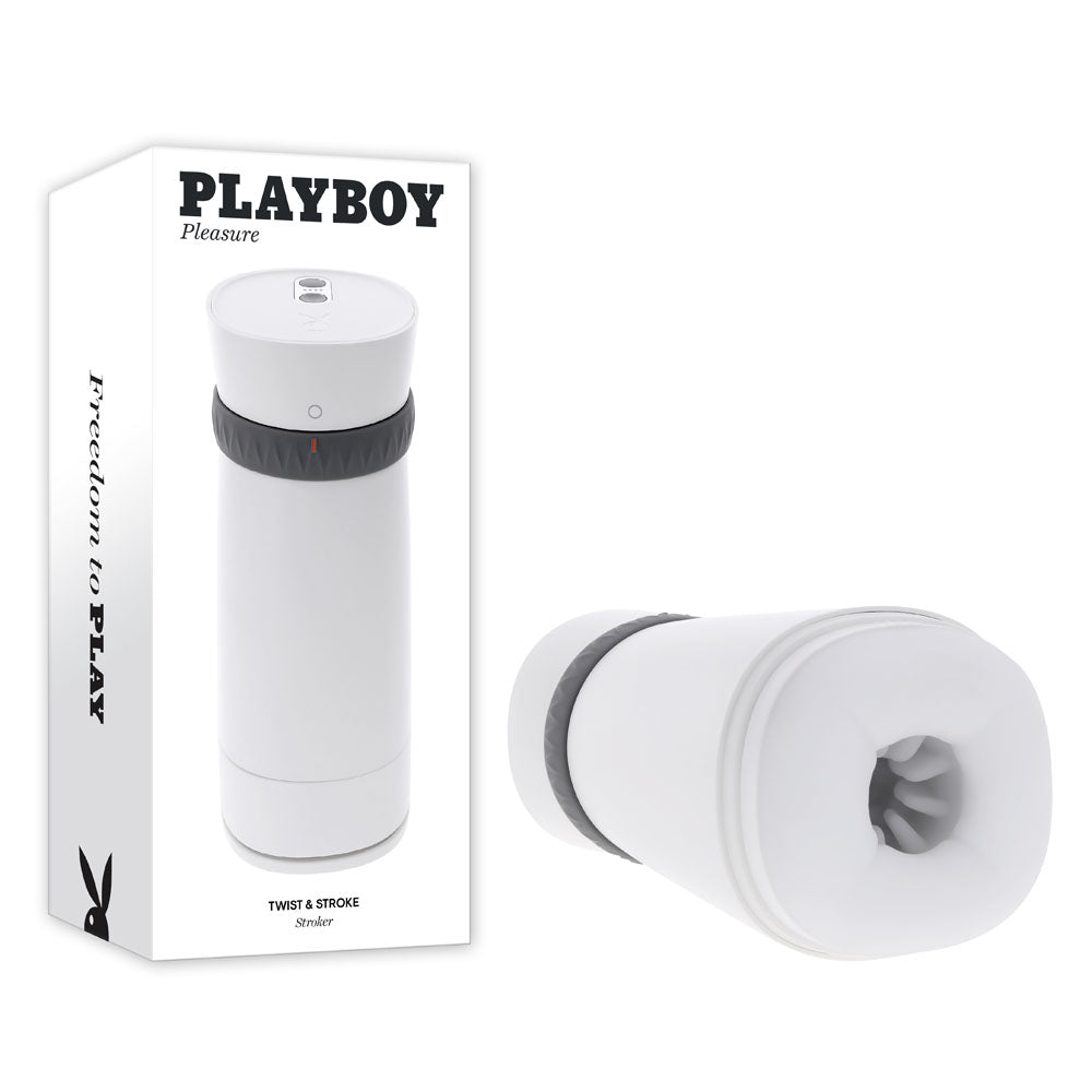Playboy Pleasure TWIST & STROKE - White USB Rechargeable Heating Stroker with UV Cleaning Playboy Pleasure