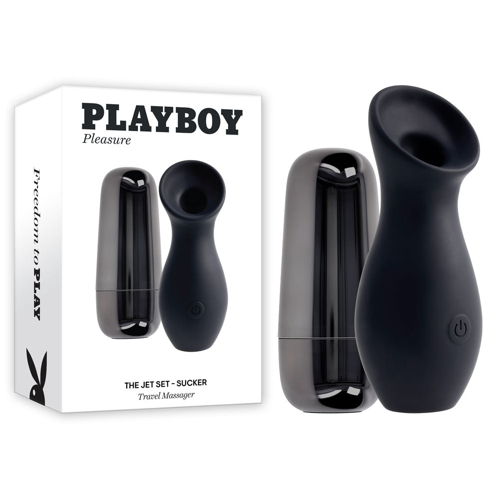 Playboy Pleasure THE JET SET - SUCKER - Black 10.3 cm Sucking Stimulator with Rechargeable Charging Case Playboy Pleasure