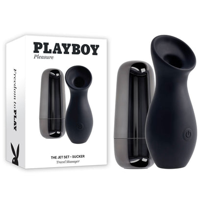 Playboy Pleasure THE JET SET - SUCKER - Black 10.3 cm Sucking Stimulator with Rechargeable Charging Case Playboy Pleasure
