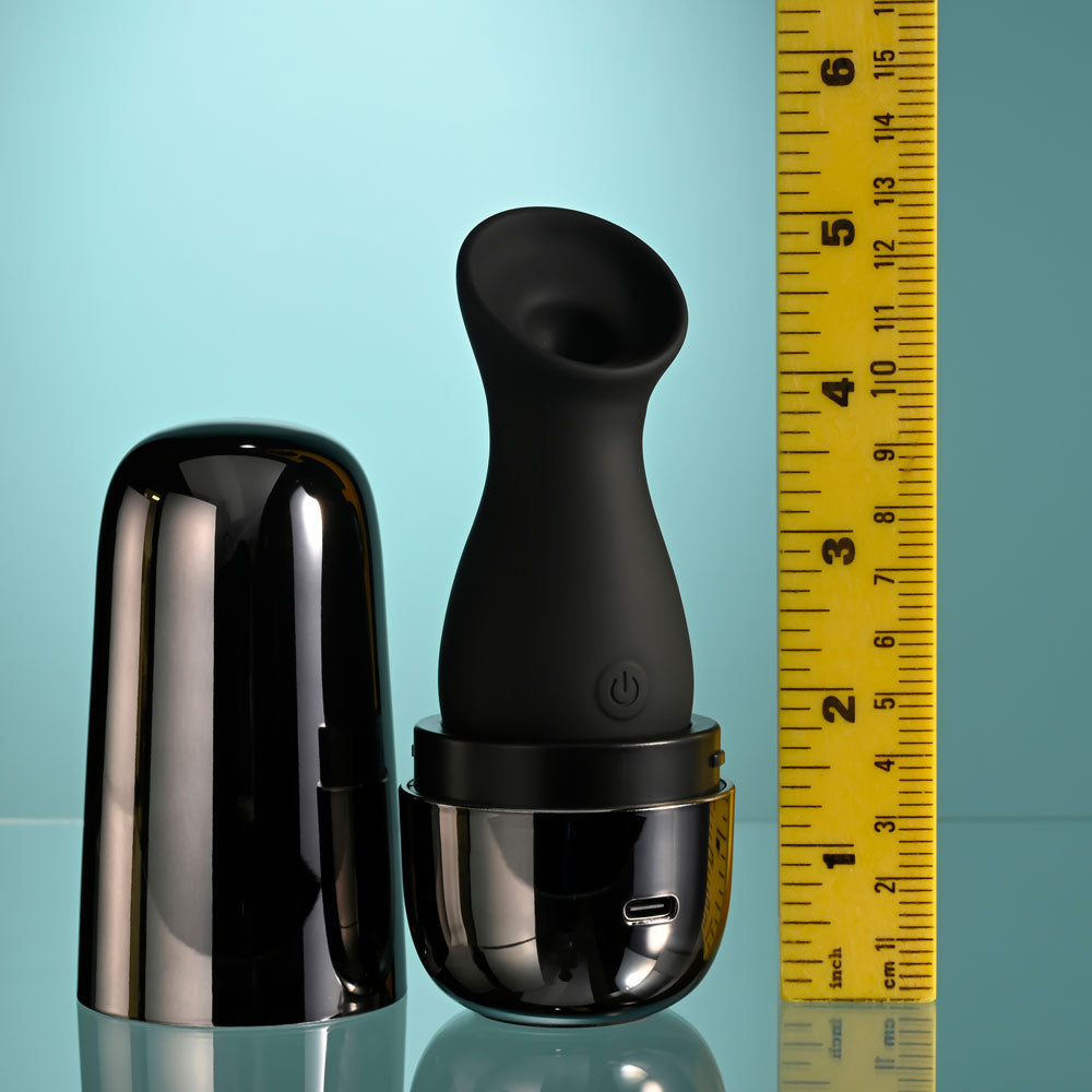 Playboy Pleasure THE JET SET - SUCKER - Black 10.3 cm Sucking Stimulator with Rechargeable Charging Case Playboy Pleasure
