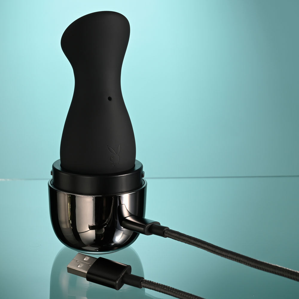 Playboy Pleasure THE JET SET - SUCKER - Black 10.3 cm Sucking Stimulator with Rechargeable Charging Case Playboy Pleasure