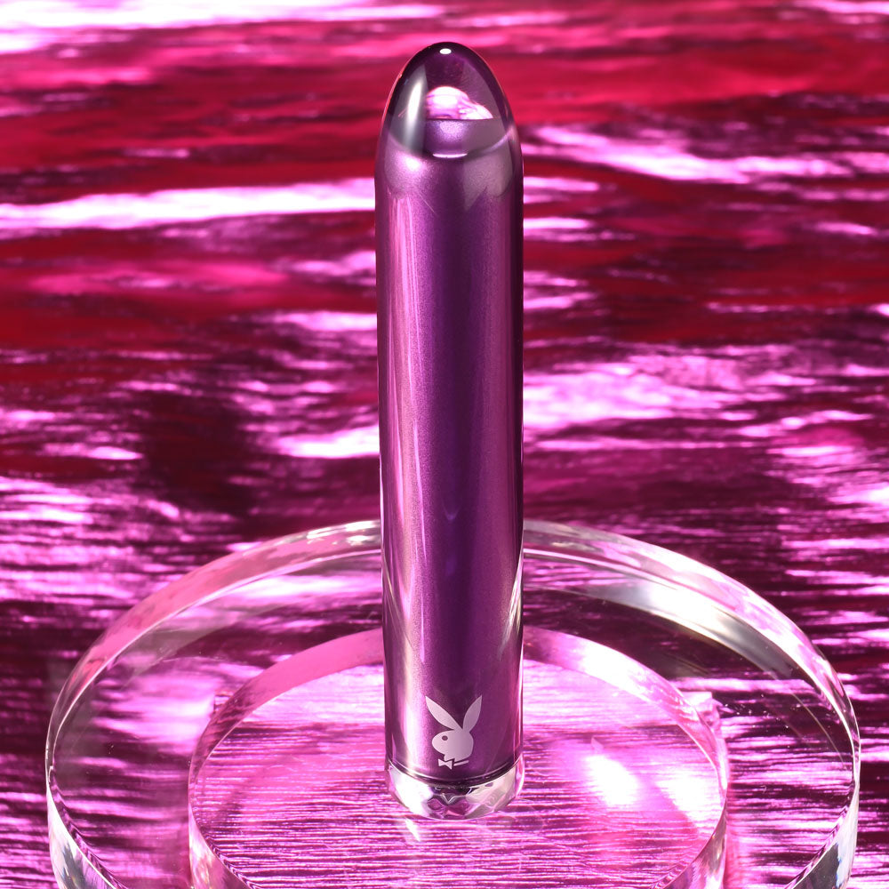 Playboy Pleasure AMETHYST - Purple 12.4 cm USB Rechargeable Glass Tipped Mini Vibrator Playboy Pleasure