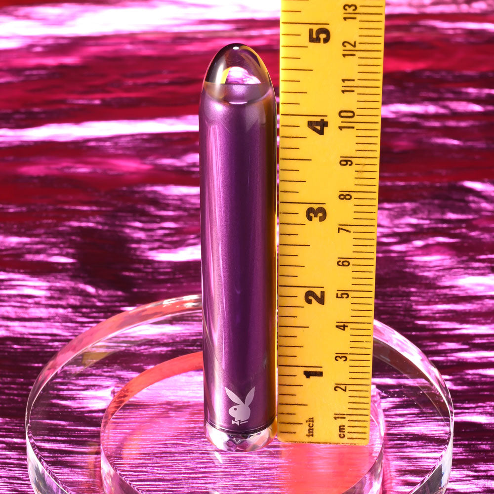 Playboy Pleasure AMETHYST - Purple 12.4 cm USB Rechargeable Glass Tipped Mini Vibrator Playboy Pleasure