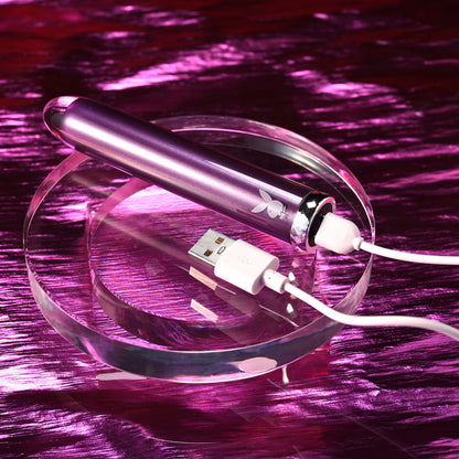 Playboy Pleasure AMETHYST - Purple 12.4 cm USB Rechargeable Glass Tipped Mini Vibrator Playboy Pleasure
