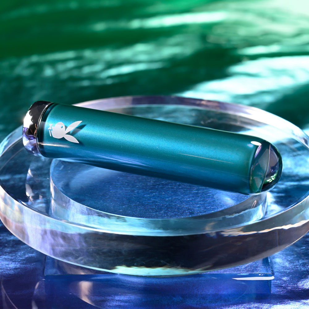 Playboy Pleasure EMERALD - Blue 9.1 cm USB Rechargeable Glass Tipped Bullet Playboy Pleasure