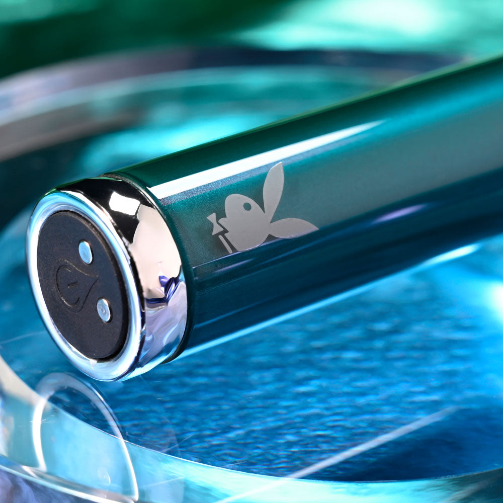 Playboy Pleasure EMERALD - Blue 9.1 cm USB Rechargeable Glass Tipped Bullet Playboy Pleasure
