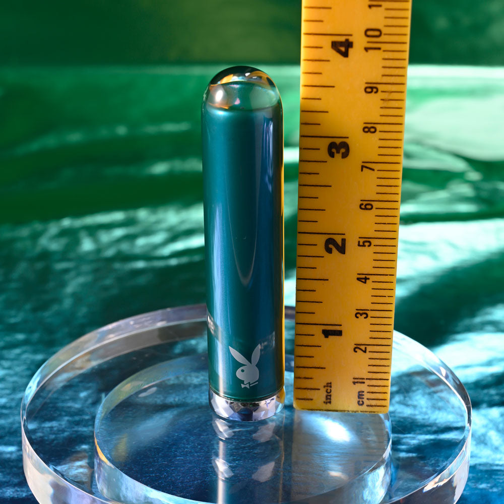 Playboy Pleasure EMERALD - Blue 9.1 cm USB Rechargeable Glass Tipped Bullet Playboy Pleasure